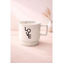 Yzhome Acar Porselen Lüks Love Desenli Kahve Meşrubat Çay Bardağı Bardak Kupa 325ML