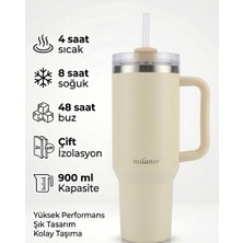 Milanor 900 ml Pipetli Termos Mug - Krem