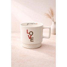 Yzhome Acar Porselen Lüks Love Desenli Kahve Meşrubat Çay Bardağı Bardak Kupa 325ML