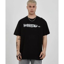 Modi Green Baskılı Unisex Günlük Stil Siyah Bisiklet Yaka Oversize Tişört