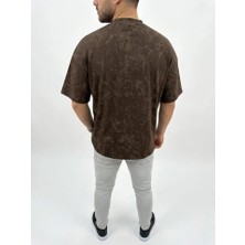 Modi Green Yumuşak Dokulu Erkek Kahverengi Premium Tişört Osy Yıkamalı Oversize Tişört