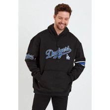 Modi Green Baskılı Erkek Sokak Stili Siyah Kapüşonlu Üç Iplik Oversize Sweatshirt