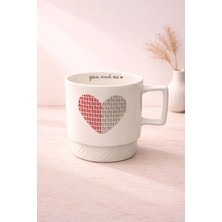 Yzhome Acar Porselen Lüks Kalp Desenli Kahve Meşrubat Çay Bardağı Bardak Kupa 325ML
