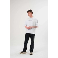 Modi Green Baskılı Unisex Günlük Stil Beyaz Bisiklet Yaka Oversize Tişört