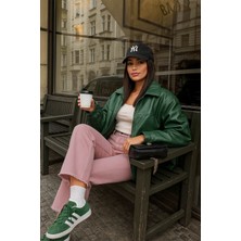 Blue White Kadın Paçası Püskül Detaylı Jean Pantolon Pembe