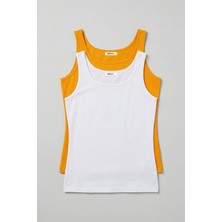 Defy's Defy’s Kadın Doğal Pamuklu Regular Fit Günlük Geniş Askılı Basic Tişört 2’li Set