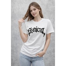 Modi Green Baskılı Kadın Beyaz Bisiklet Yaka Ön Kısa Kollu Streetwear Günlük Basic Pamuklu Tişört