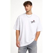 Modi Green Baskılı Erkek Beyaz Bisiklet Yaka Kısa Kollu Streetwear Günlük Basic Pamuklu Tişört