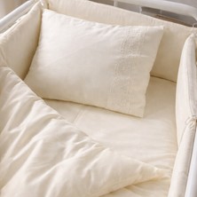Argimo Bunny Bebek Beşik Fransız Güpürlü Nevresim Seti 60X120 Krem