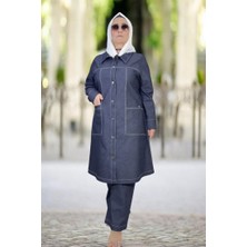 Çıt Çıt Kapama Torba Cep Kap Ceket Beli Lastikli Cepli Pantolon Büyük Beden Kot Takım