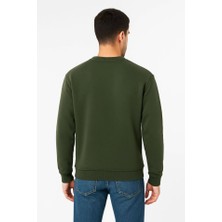 Modi Green Erkek Günlük Stil Haki Üç Iplik Düz Bisiklet Yaka Sweatshirt