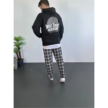 Modi Green Baskılı Erkek Salaş Stil Oversize Üç Iplik – Siyah Sırt ve Ön , Kanguru Cepli, Rahat Kalıp, Içi Pamuklu Model-Siyah Kapüşonlu Sweatshirt