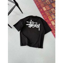 Modi Green Baskılı Erkek Günlük Stil Siyah Oversize Tişört
