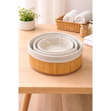 Yzhome 3 Lü Yuvarlak Bambu Organizer Düzenleyici Saklama Kutusu Sepet