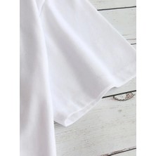Modi Green Baskılı Kadın Salaş Stil Beyaz Oversize Bisiklet Yaka Tişört