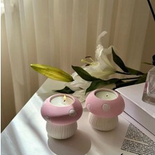 Elbu Collection 2 Li Pembe Mantar Şamdan Set