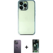 İlk El Grup Ieg™ iPhone 13 Pro Max Kılıf Vadi Minimal - Şeffaf 360 Full Body Arka Koruyucu + Beyaz Neon Fosforlu Kamera Lens