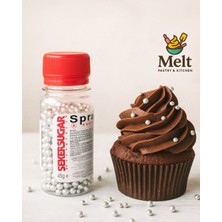 Melt Pastry Kitchen Pasta Süsleme Şekeri Arjantin 4mm Gümüş 45 Gr. Sprinkles