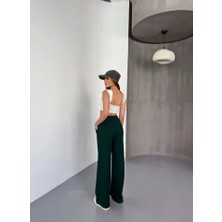 Modi Green Yumuşak Dokulu Kadın Sıcak Tutan Siyah Osy Modal Kumaş Nakış Işlemeli Rahat Bol Paça Eşofman Pantalon