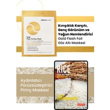 3 Katmanlı Gold Göz Maske ve Aydınlatıcı, Pürüzsüzleştirici, %100 Pamuk Pirinç Maske Seti