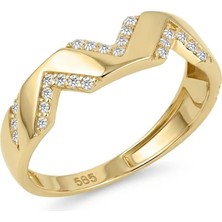 Hakan Mücevherat Taşlı V Model 14 Ayar Altın Yüzük