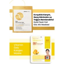 3 Katmanlı Gold Göz Maskesi ve Aydınlatıcı, Sıkılaştırıcı, Arındırıcı Vitamin Özlü Kolajen Maske Seti