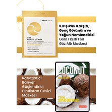 3 Katmanlı Gold Göz Maske ve Rahatlatıcı, Bariyer Güçlendirici, %100 Pamuk Hindistan Cevizi Maske Seti