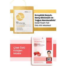 3 Katmanlı Gold Göz Maskesi ve Aydınlatıcı ve Arındırıcı Çilek Özlü Kolajen Maske Seti