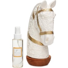 Missi Dekoratif Gold Detaylı At Figürlü Seramik Koku TAŞI-(100 ml Black Vanilya Sprey Dahil)