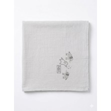 Bistyle Battaniye Müslin Star Elephant Gri-Beyaz