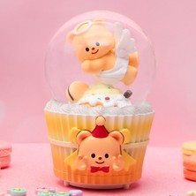 PremiumPort Büyük Boy Sarı Ayıcık Kar Küresi Işıklı ve Müzikli, Püskürtmeli, 16X12