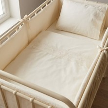 Argimo %100 Pamuk Bunny Beşik Bebek 7 Parça Fransız Güpürlü Uyku Seti Krem