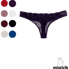 Mistirik Masara Model Dantelli Yumuşak Kumaşlı String Tanga Mor Renk
