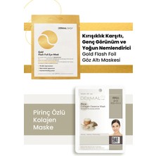 Dermal 3 Katmanlı Gold Göz Maskesi ve Arındırıcı, Nemlendirici ve Ton Eşitleyici Pirinç Özlü Kolajen Maske Seti
