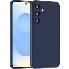 Case World Samsung Galaxy S25 Fe ile Uyumlu Kapak Kamera Korumalı Içi Kadife Lansman Silikon Kılıf - Lacivert
