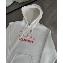 Modi Green Kadın Günlük Stil Beyaz Kışlık Uzun Kol Kapüşonlu Sweatshirt