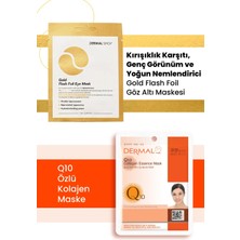 3 Katmanlı Gold Göz Maskesi ve Dermal Sıkılaştırıcı, Nemlendirici, Yenileyici Q10 Kolajen Maske Seti