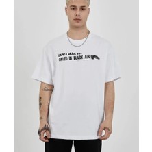 Modi Green Baskılı Unisex Günlük Stil Beyaz Bisiklet Yaka Oversize Tişört
