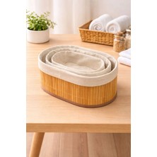 Yzhome 3 Lü Oval Bambu Organizer Düzenleyici Saklama Kutusu Sepet