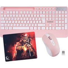 Everest KM-9676 Pembe Klavye + Mouse + Rampage 300350 35*25CM Mousepad 3lü Set