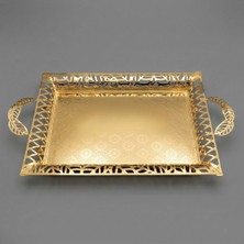 Gold Renk Ayaklı Tepsi Orta Boy LKM-481 Gold - Lüks Sunum Tepsisi