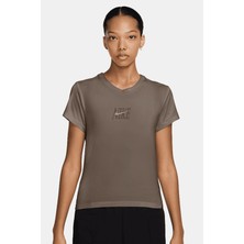 Nike Slim Phoenix Womens Brown Tshirt Kısa Kollu Kadın Tişört Kahverengi