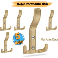 Badem10 (5 Adet) Aytuğ Portmanto Mat Altın Dolap Askılık Duvar Askılığı Vestiyer Mutfak Elbise Kıyafet Askı