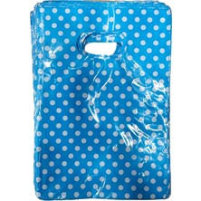 Omeyva Mavi Puantiyeli Desenli Metalize Hediye Paketi El Geçmeli Poşet - 10X15 Cm. - 100 Adet