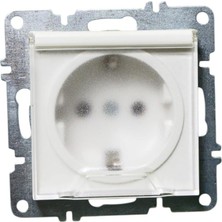 Ormey Kapaklı Topraklı Priz (Beyaz)