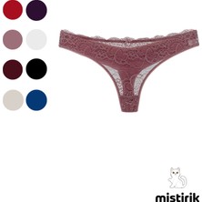 Mistirik Masara Model Dantelli Yumuşak Kumaşlı String Tanga Pastel Pembe Renk