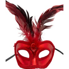 Ttt Rugan Kaplama Kırmızı Tüylü Parti Maskesi