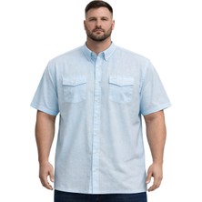 Battal Moda Büyük Beden Erkek Çift Cepli Kısa Kollu Gömlek %100 Pamuk Havacı 3XL-8XL