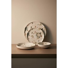 İpek Porselen 6 Kişilik Toledo 24 Parça Krem  Porselen Yemek Takımı Roselia – Şık Sofra Seti