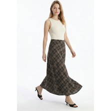 Rays Siyah Ekose Desen Bel Lastikli Etek 3507-1